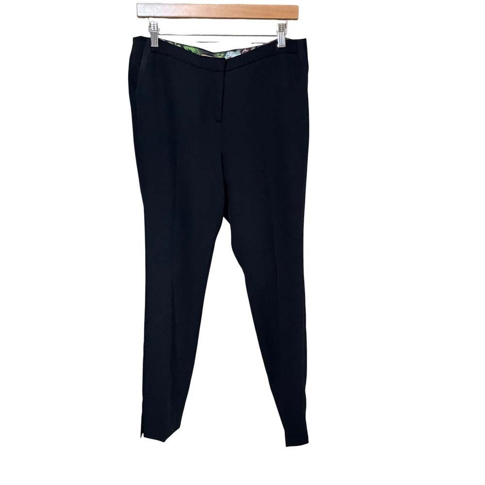 Ted Baker London Eglant Black Grosgrain Trim Slim Trousers Pants Size 2 US 6